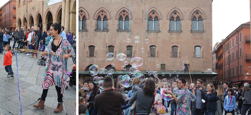Linhas bolhas na Piazza Magiore
