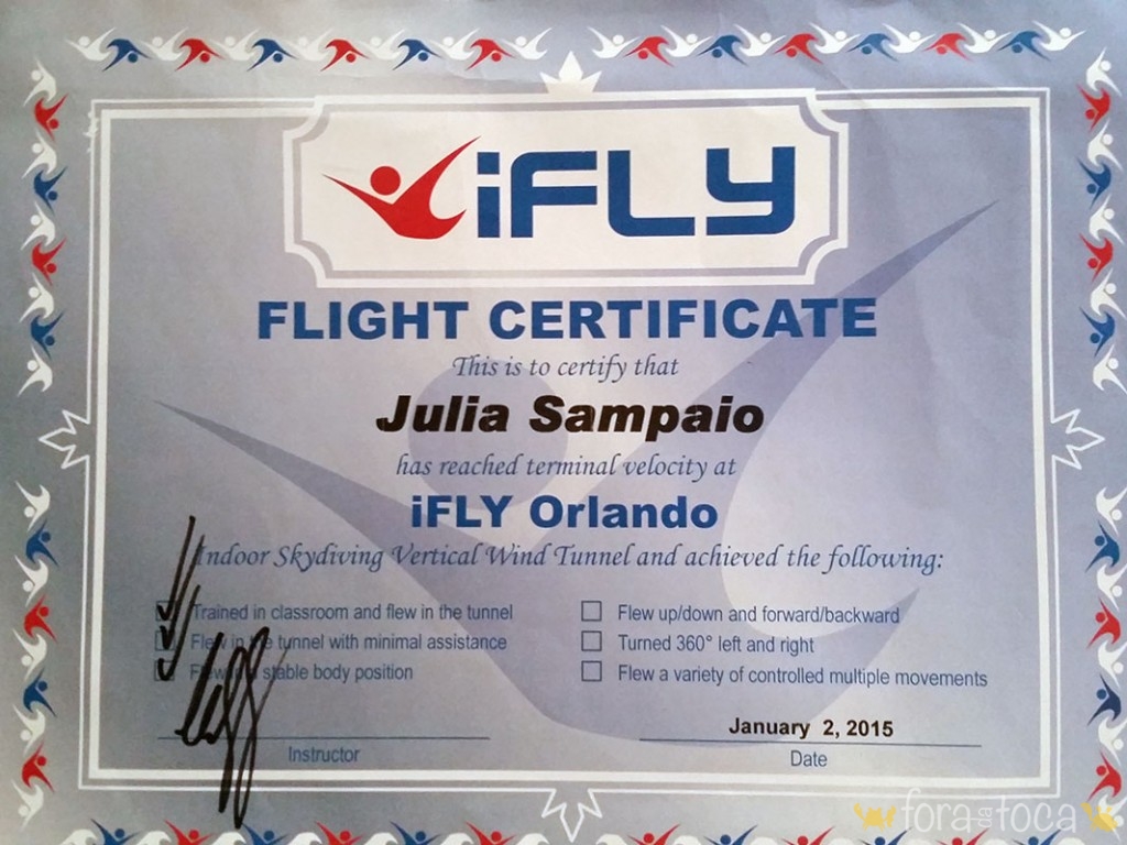 certificado do meu voo na ifly Orlando