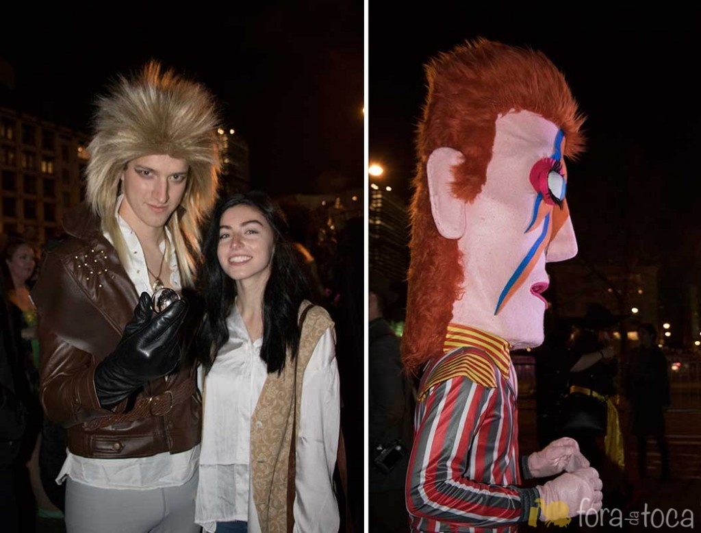 encontrei com algumas faces de David Bowie, o Rei dos Duendes estava chamando atenção na multidão