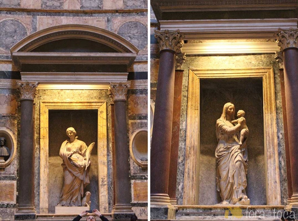 algumas das estátuas que adornam os nichos | St. Anastasio e a Virgem Maria com filho