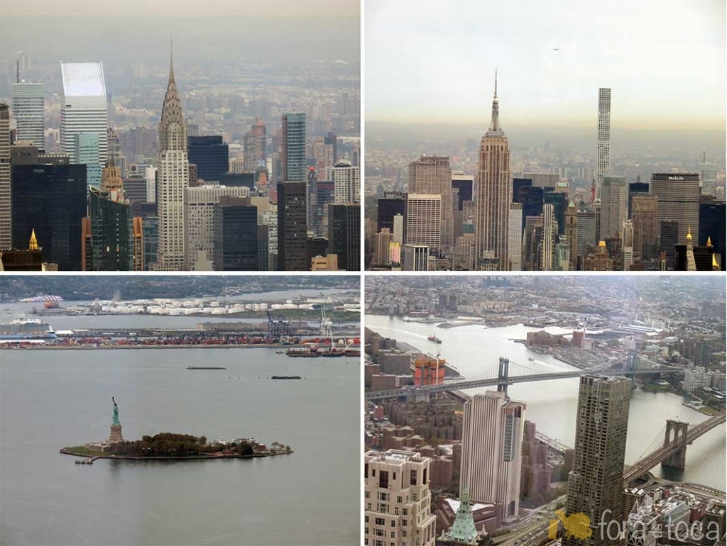 pontos famosos de NY, Chrysler, Empire State, Estátua da Liberdade e as pontes