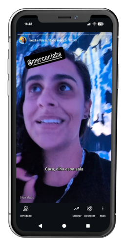 Postagem stories instagram com menção